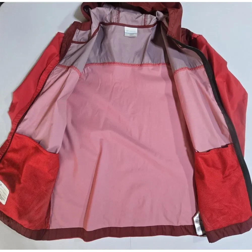 Columbia Windbreaker Jacket Kids XL 18/20 Red Maroon‎ Colorblock Gorpcore RB3416